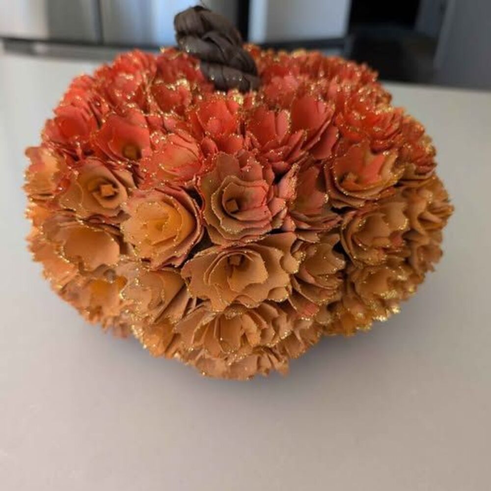 Sparkly Glitter Wooden Pumpkin Halloween Decoration Ombre Orange
